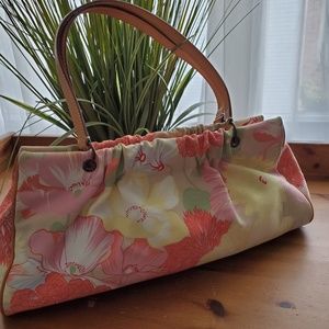 Authentic Burberry floral print canvas satchel bag